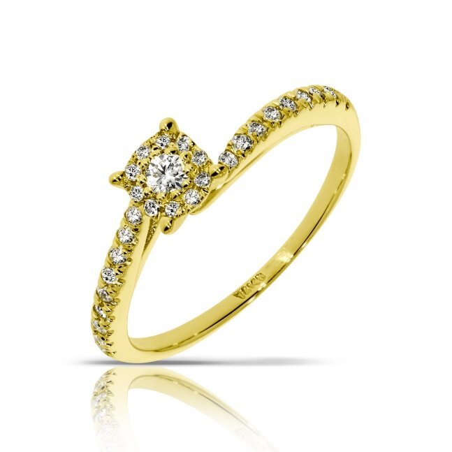 טבעת אירוסין במשקל 0.22 קראט יהלומים זהב צהוב