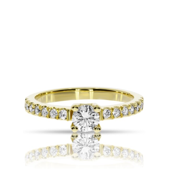 טבעת אירוסין יהלומים במשקל 0.55 קראט זהב