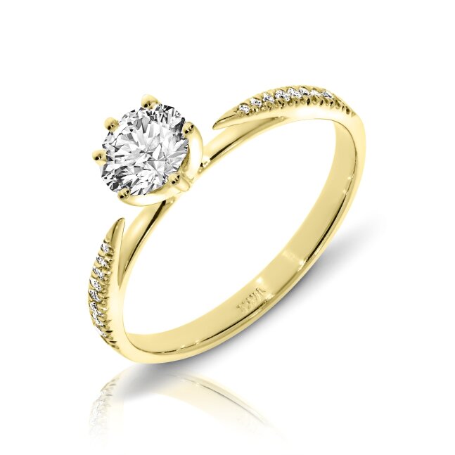 טבעת אירוסין מזהב צהוב עם יהלום