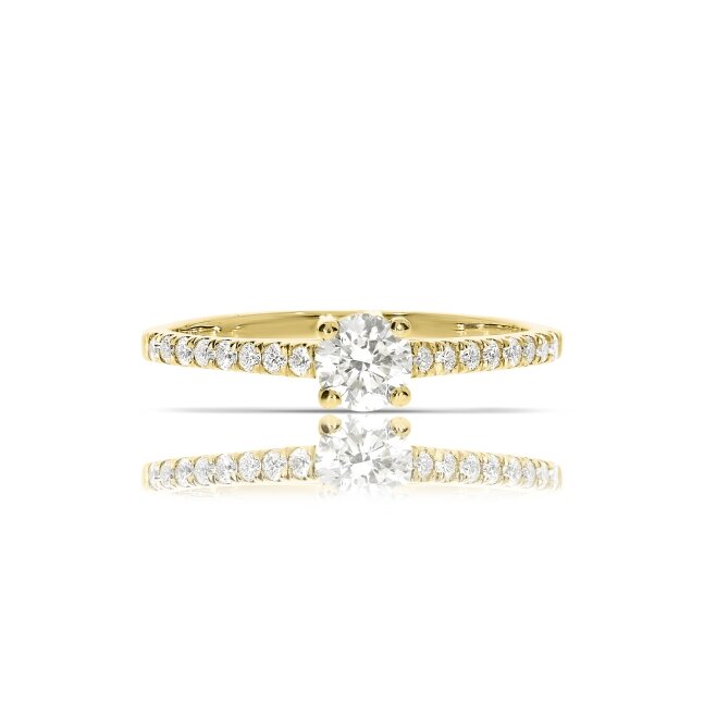 טבעת אירוסין עם יהלומים זהב צהוב