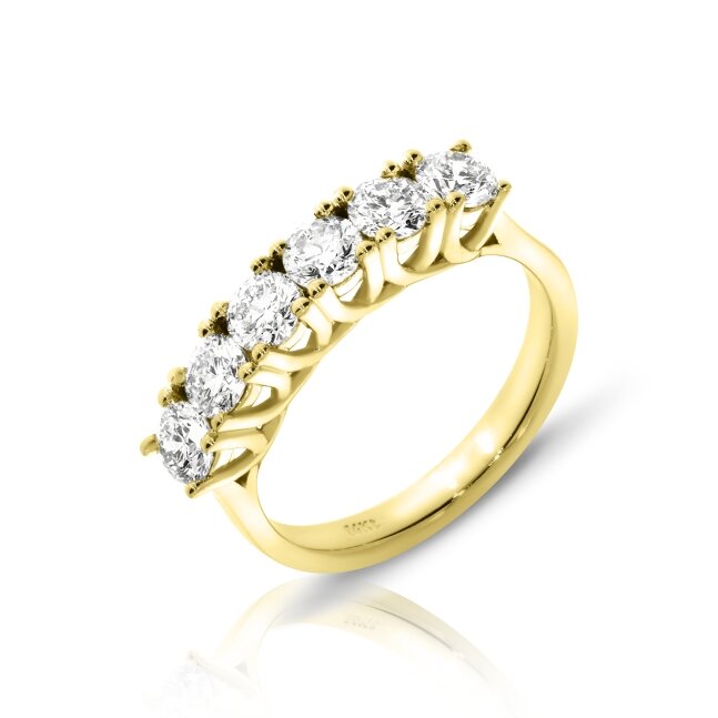 טבעת יהלומים שורה במשקל 1.20 קראט זהב