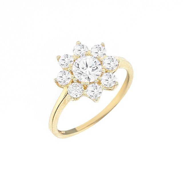 טבעת פרח זרקונים RG9 זהב