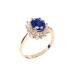 טבעת זהב - דיאנה קטנה עם אבן כחולה - 