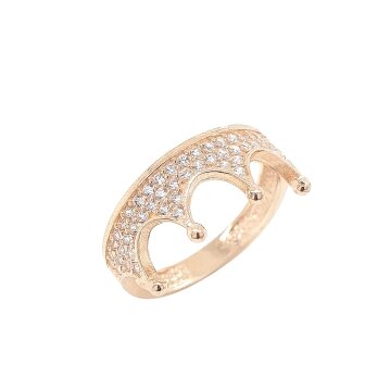 טבעת כתר משובצת זרקונים RG60 רוז גולד